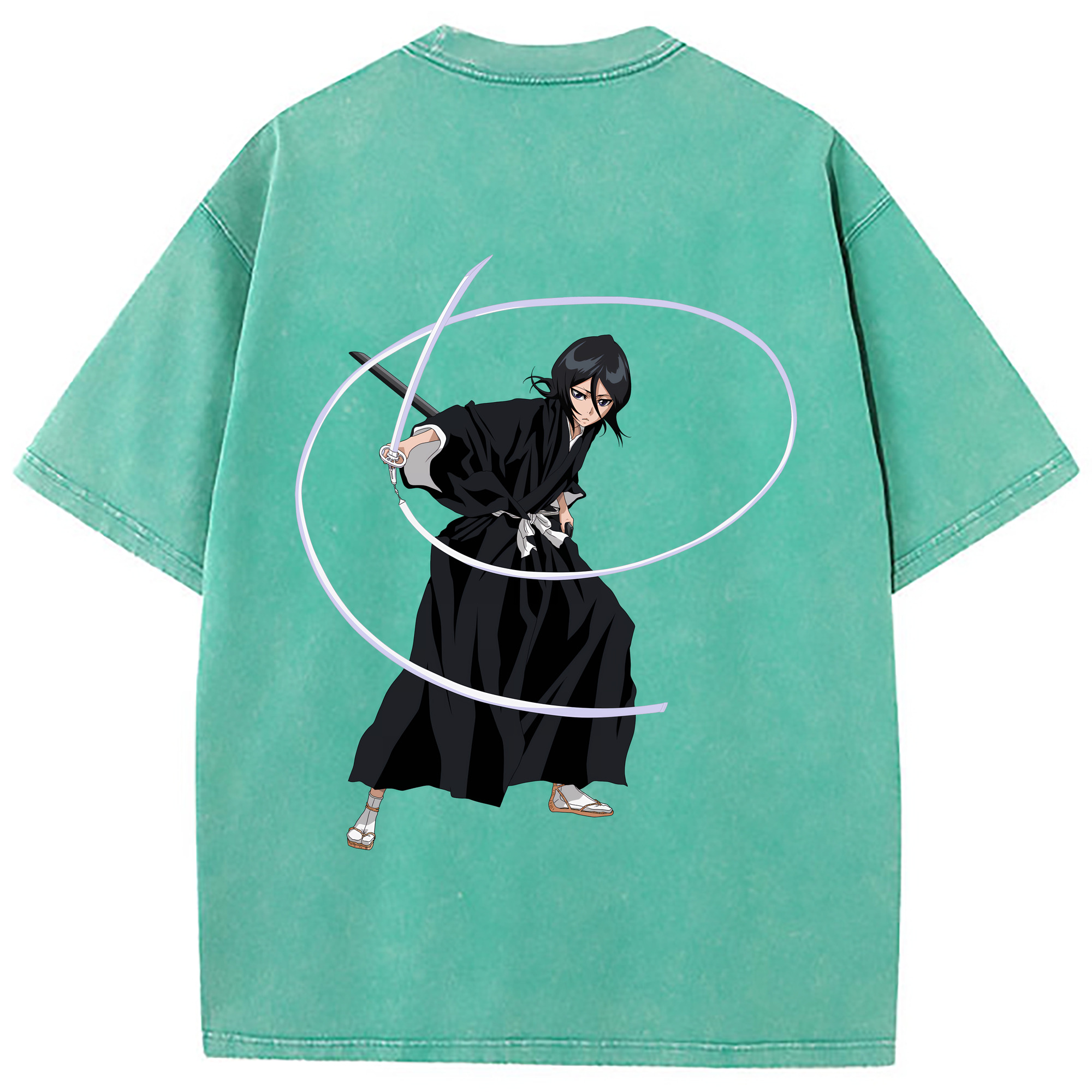 （画像用） ブリーチ 朽木ルキア BLEACH Kuchiki Rukia 綿100% ヴィンテージ風 半袖Tシャツ（背面プリント）